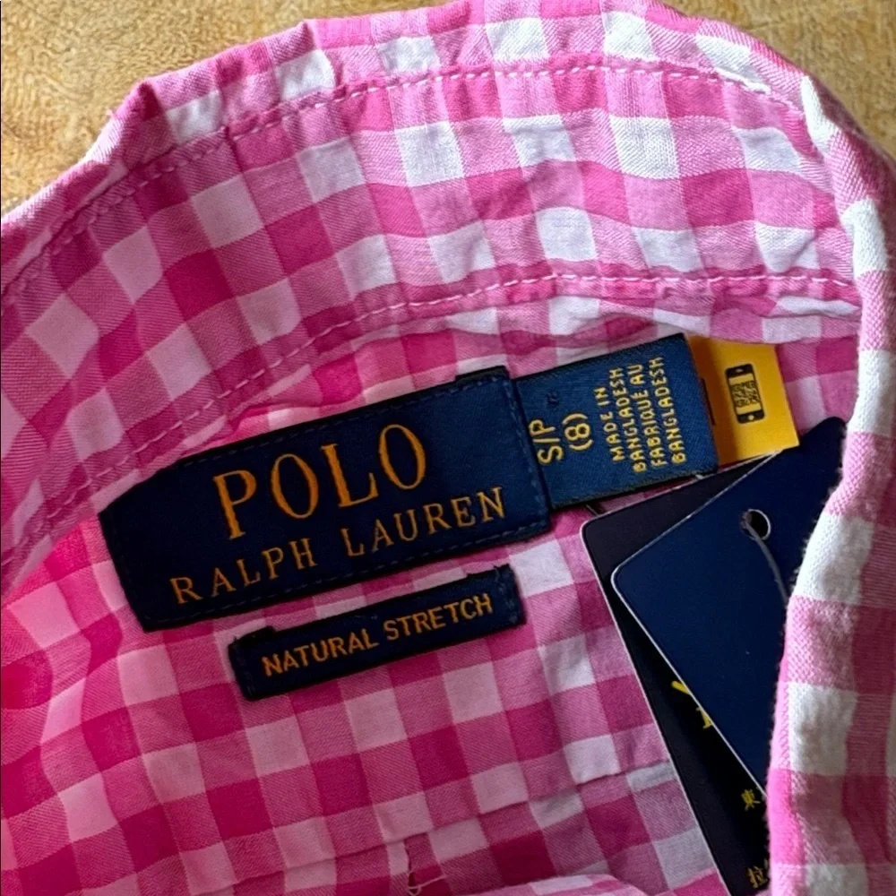 NWT Ralph Lauren Boys Pink Checkered Shirt S(8)